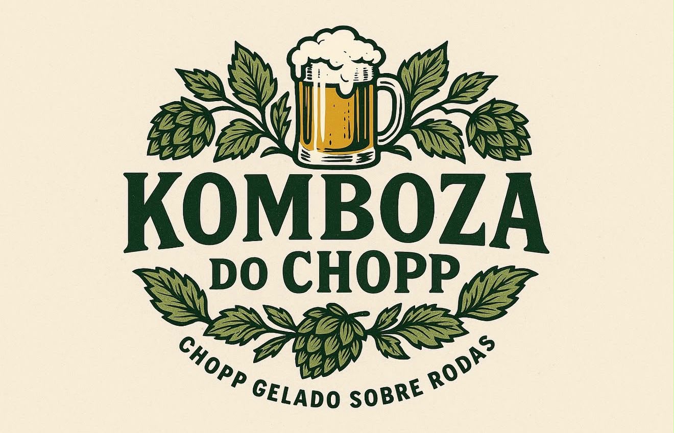 Logotipo Komboza do Chopp — chopp gelado sobre rodas
